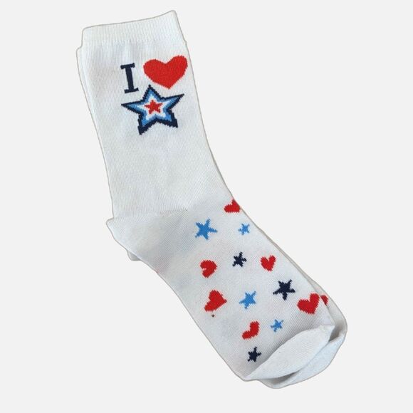 HOLIDAY | NEW Patriotic July 4th Socks Stars Red White & Blue - OS - Picture 3 of 5